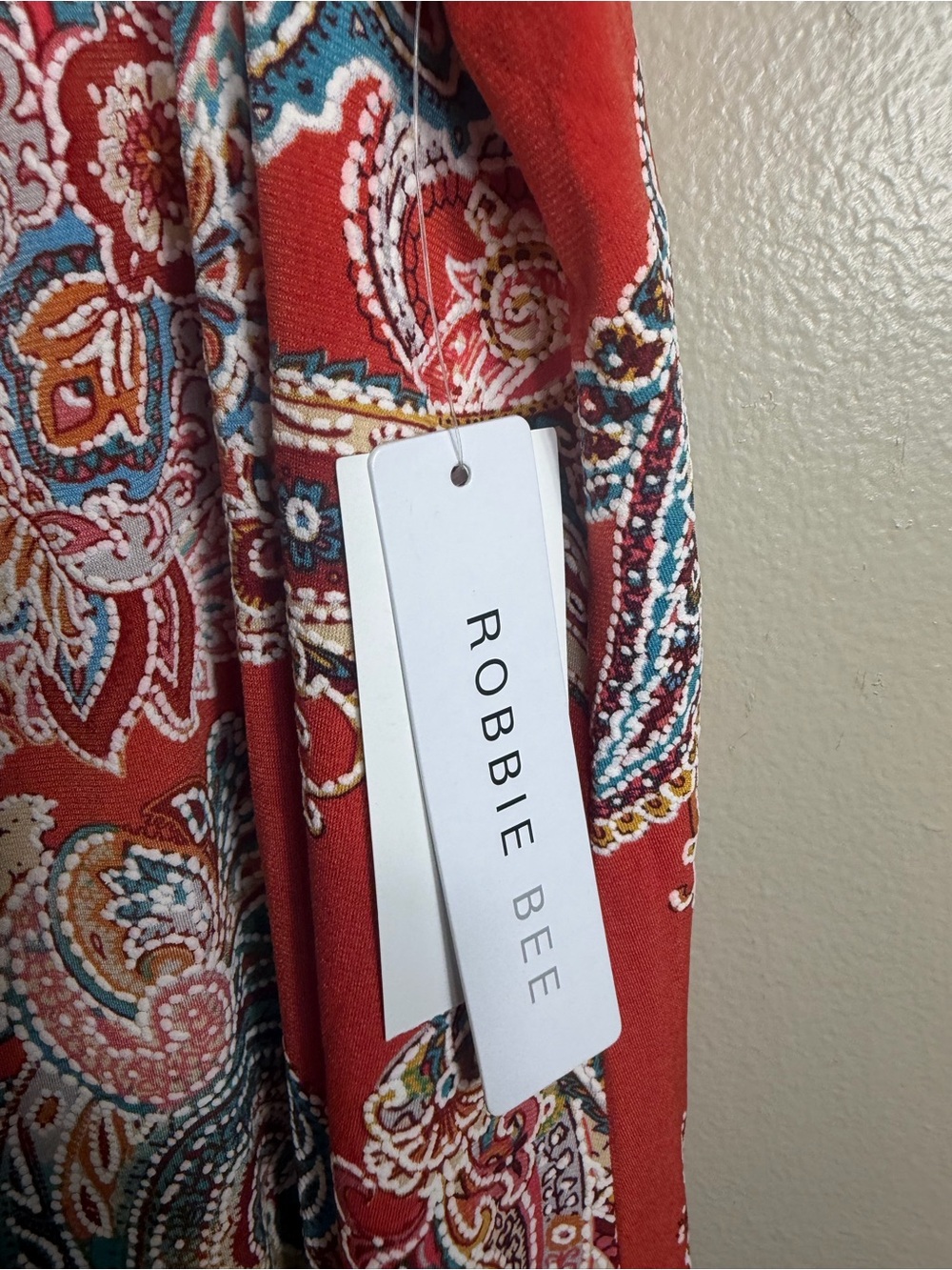 Robbie Bee Paisley Tank Dress Medium Boho Resort Cruise Vacation Dress Rust NWT - Picture 3 of 12